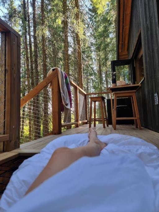 Treetop Ekne - Hytte I Skogen Med Hengebru Hotel Levanger Bagian luar foto