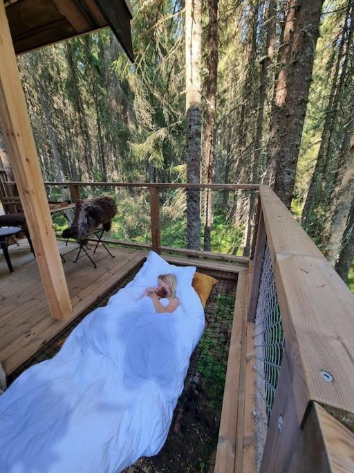 Treetop Ekne - Hytte I Skogen Med Hengebru Hotel Levanger Bagian luar foto